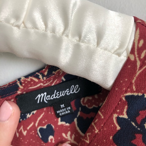 MADEWELL red and navy printed floral blouse - Picture 2 of 3